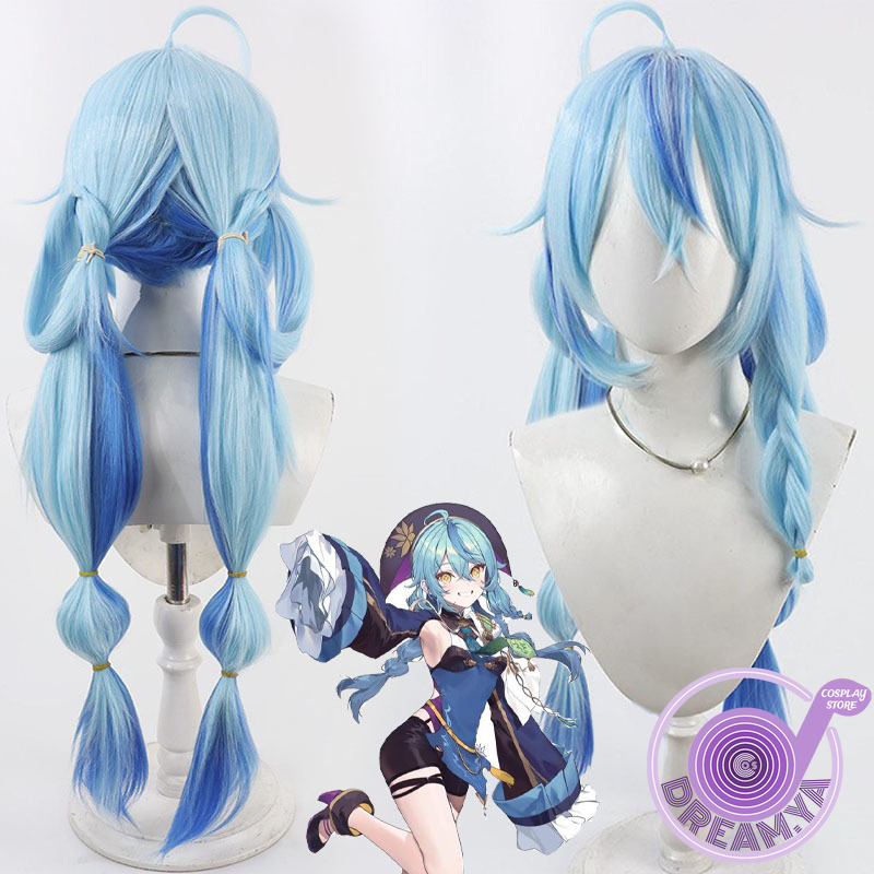 Synthetic Wigs - Yukihana Lamy Cosplay Wig Vtuber Blue