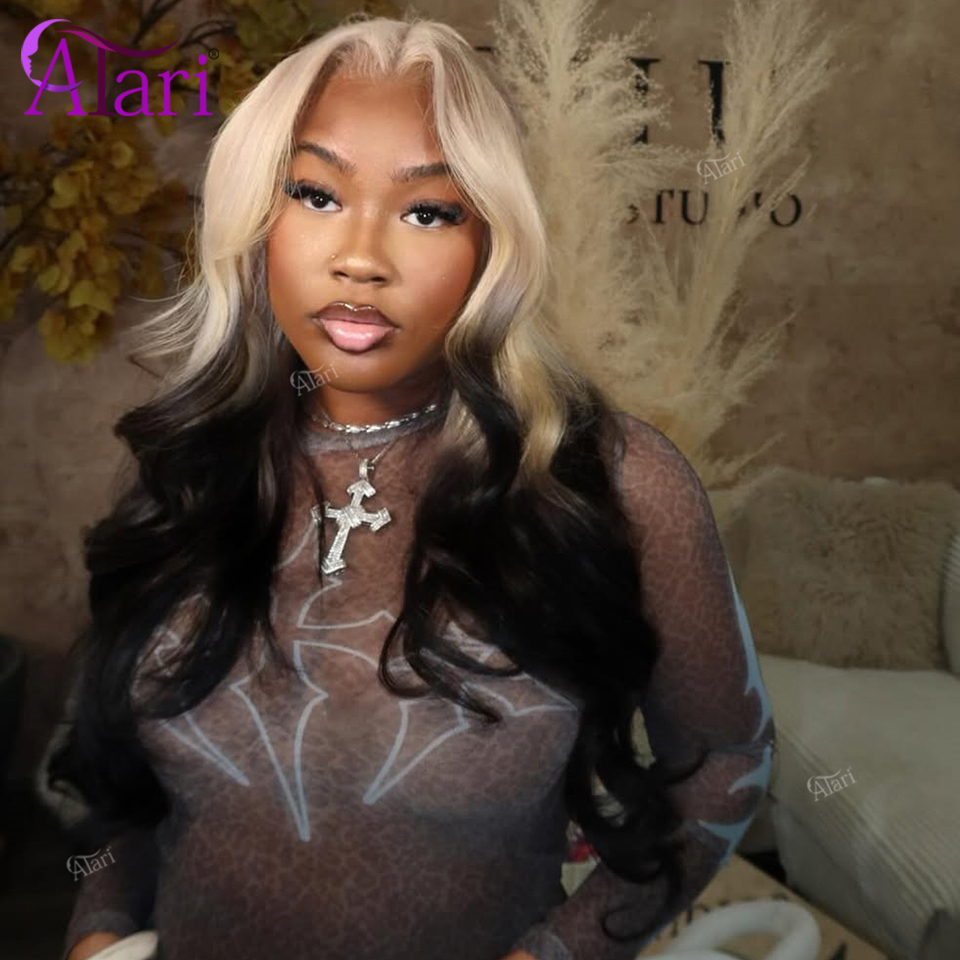 613 Blonde Body Wave Lace Front Wig - Ombre Blonde Black Body Wave Human