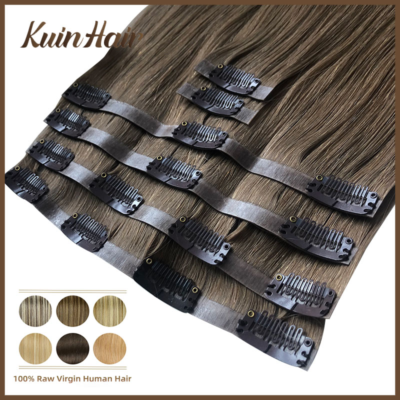 Seamless Clip In Hair Extensions Human Hair - Straight Invisible PU Clip In Full