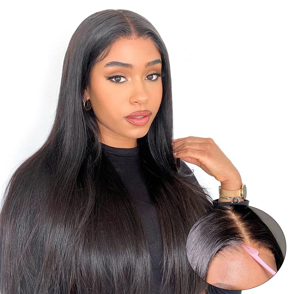 Glueless Wear And Go Human Hair Wig - 7x5 Straight Lace Wigs 32 inch