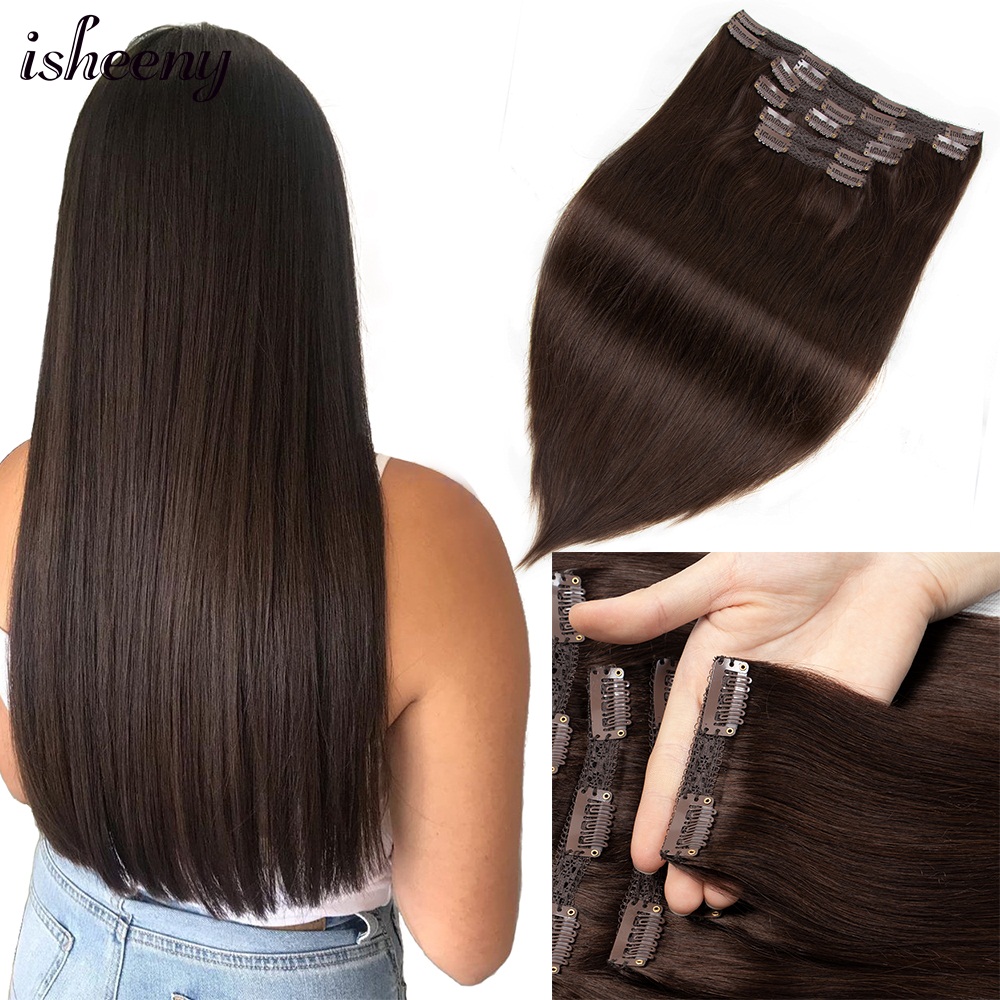 Seamless Clip In Hair Extensions Human Hair - Isheeny Kẹp Trong Con Người Làm