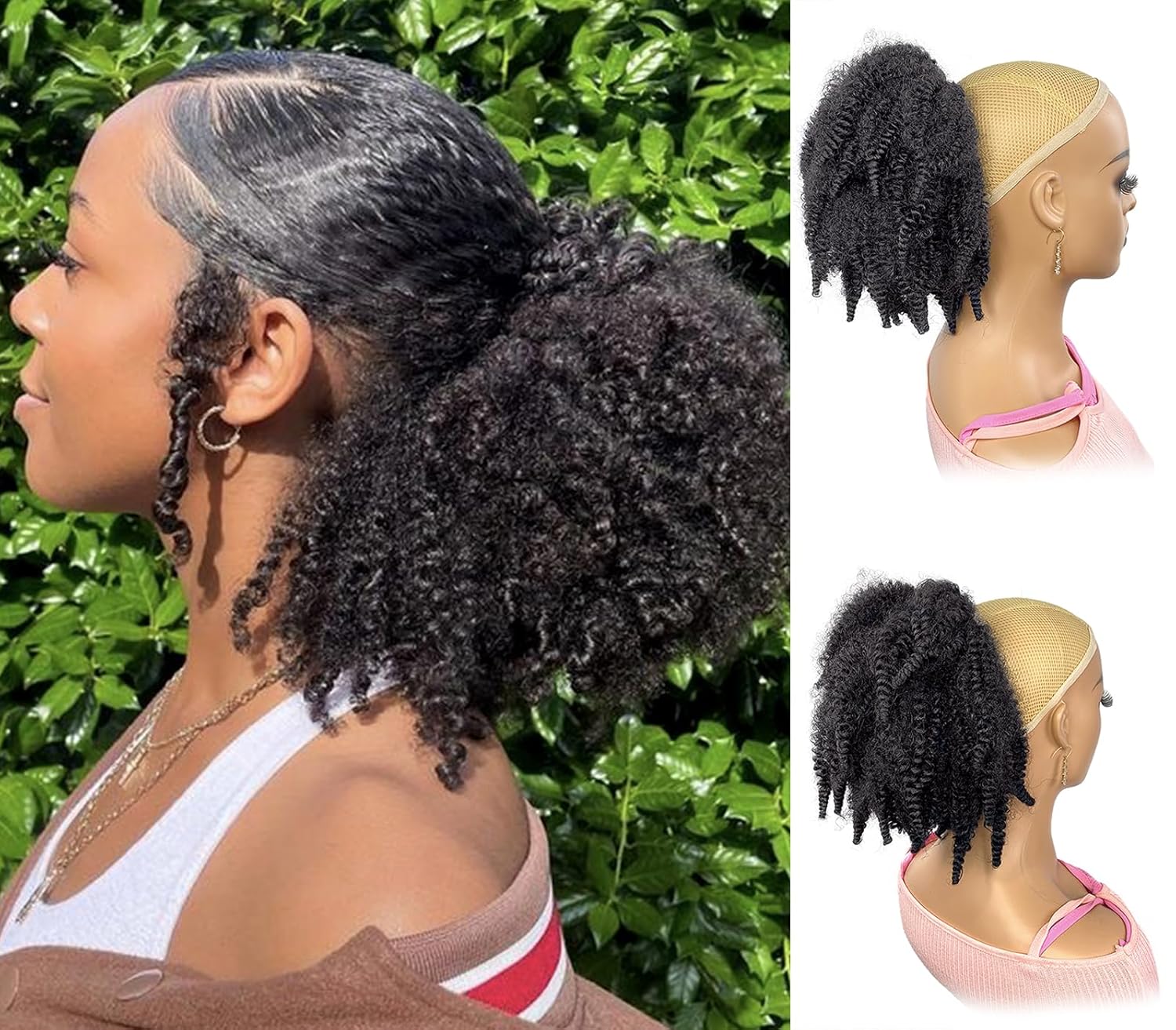Drawstring Afro Curly Puff Ponytail - 12inch Short Marley Hair Drawstring Ponytail