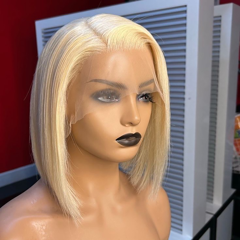 Pre Parted 13X4 Lace Front Bob Wig - 613 Blonde Straight 13x4 Lace Frontal