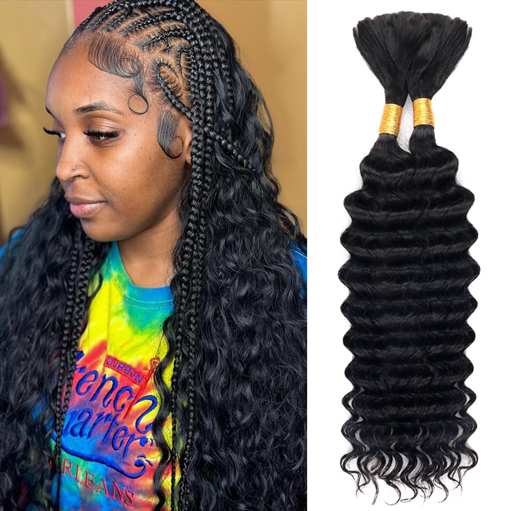 Water Wave Bulk Human Hair For Braiding - Deep Water Wave No Weft Virgin