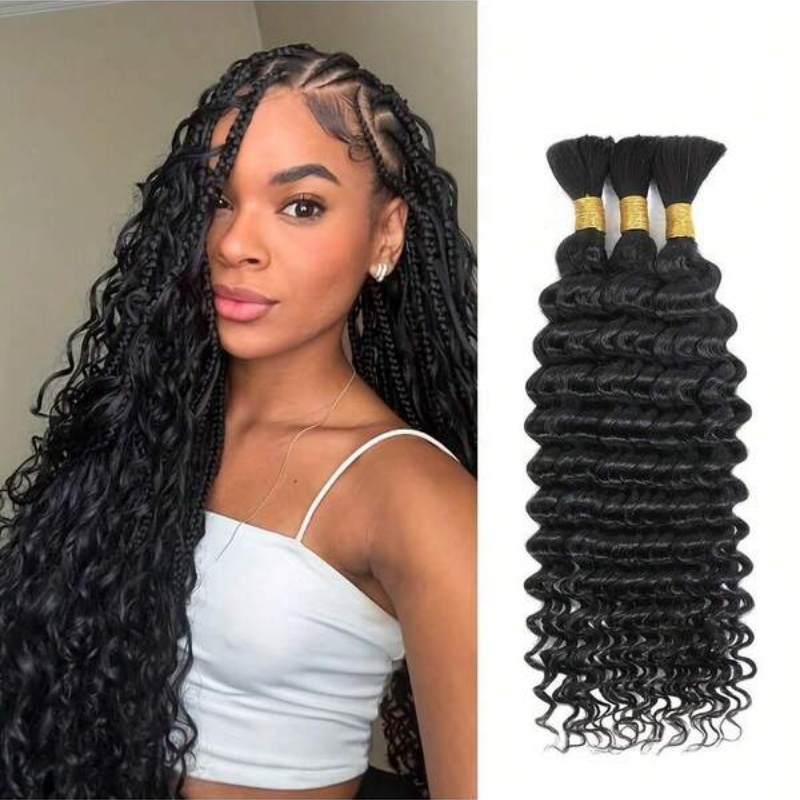 Water Wave Bulk Human Hair For Braiding - 2 Bundles Water Wave Bulk Human