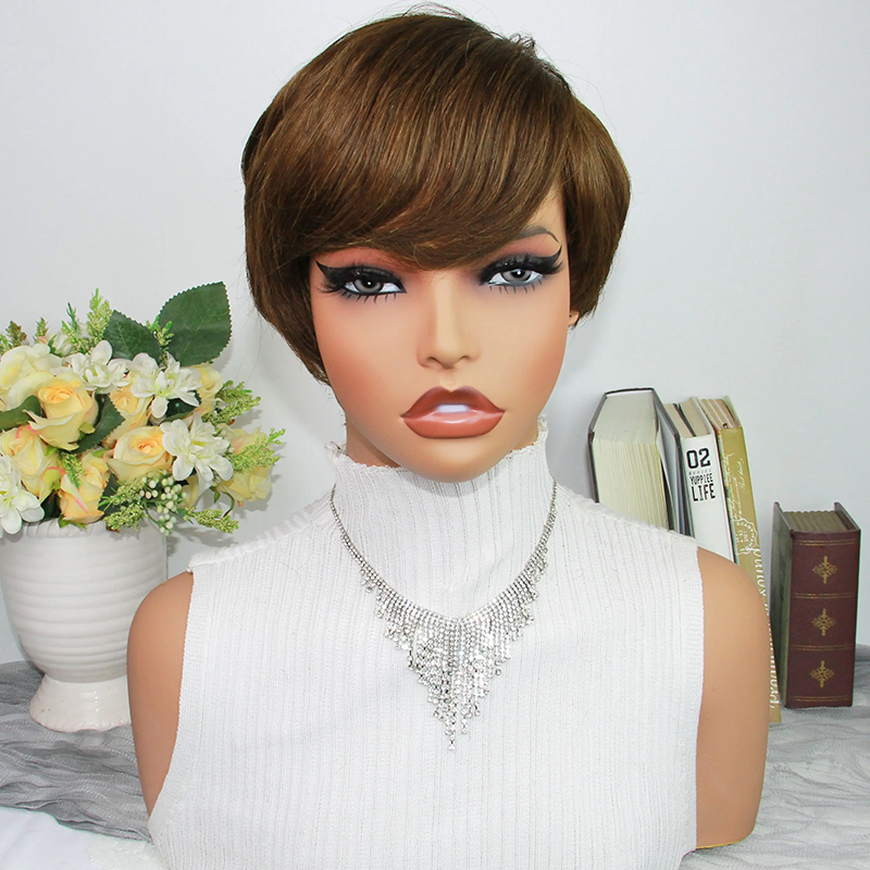 Short Pixie Cut Wig Human Hair Cheap - Chocolate Brown Pixie Cut Wigs Human