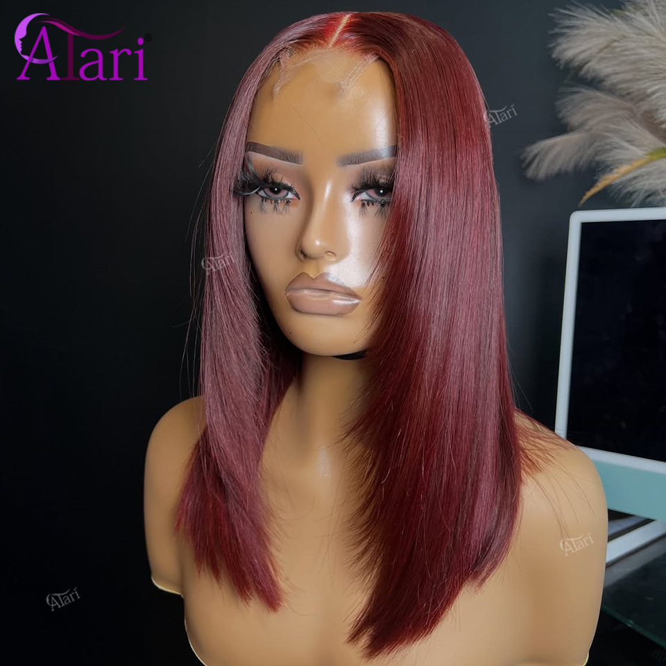99J Burgundy Upgrade 13x4 Full - đánh giá và giá Pre Parted 13X4 Lace Front Bob Wig