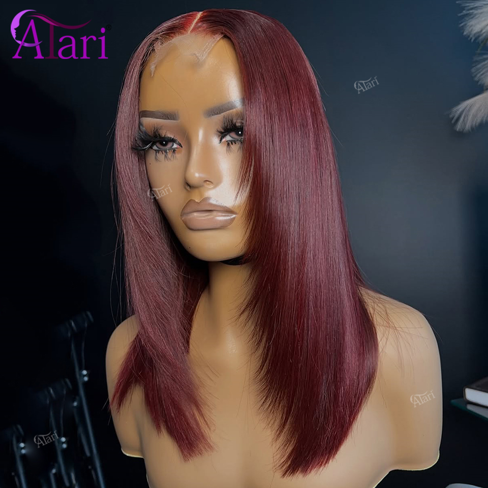 99J Burgundy Upgrade 13x4 Full - đánh giá và giá Pre Parted 13X4 Lace Front Bob Wig