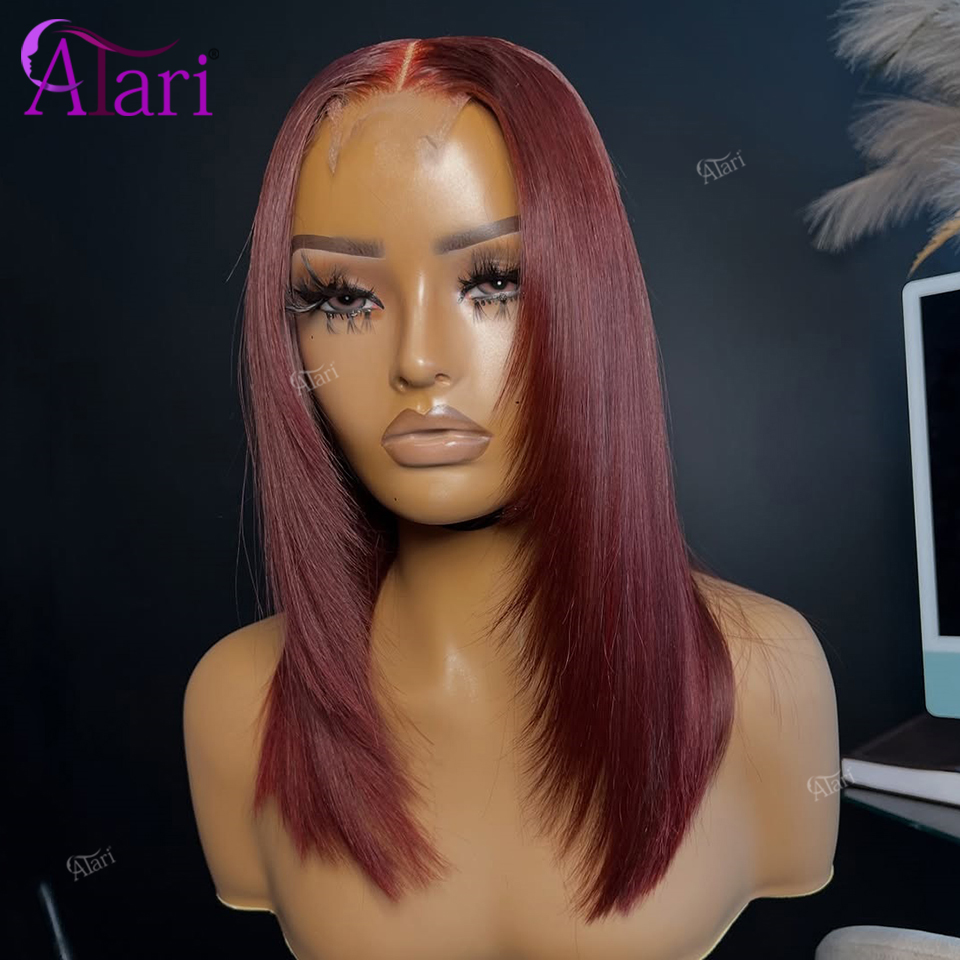 99J Burgundy Upgrade 13x4 Full - đánh giá và giá Pre Parted 13X4 Lace Front Bob Wig