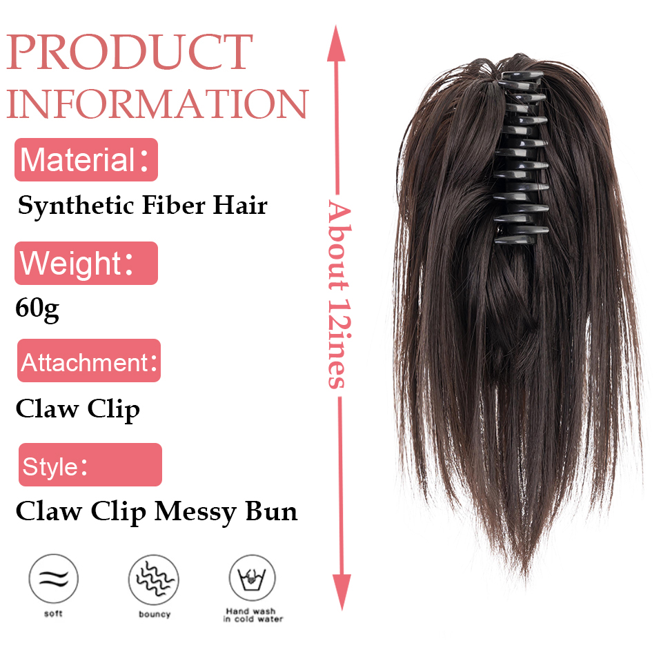 Snoilite Synthetic Straight Cl - đánh giá và giá Claw Clip Messy Bun Hair Piece