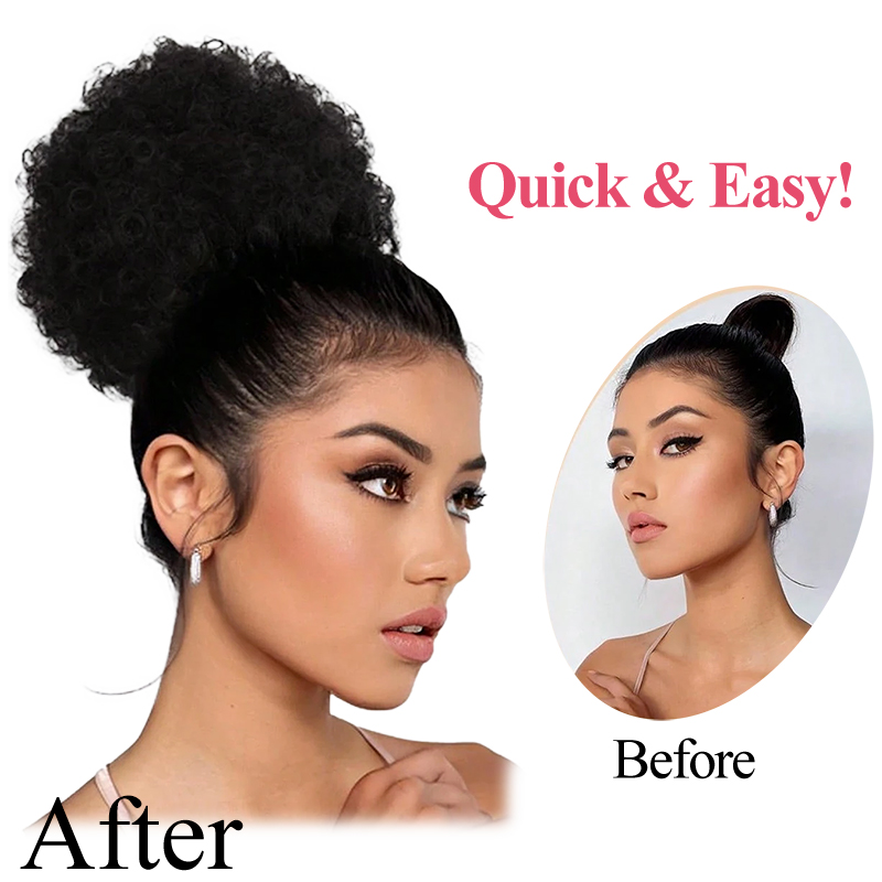 100% Human Hair 8 Inch Short A - đánh giá và giá Drawstring Afro Curly Puff Ponytail
