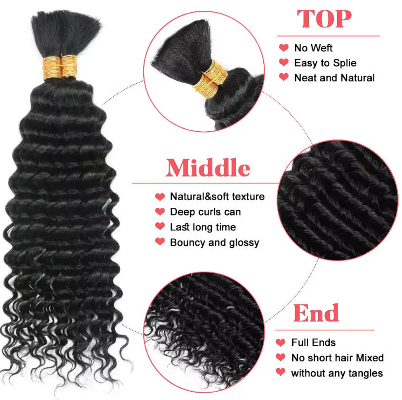 Loose Bulk Human Hair Deep Wat - đánh giá và giá Water Wave Bulk Human Hair For Braiding