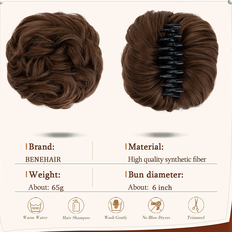 Benehair Messy Hair Bun Synthe - đánh giá và giá Claw Clip Messy Bun Hair Piece