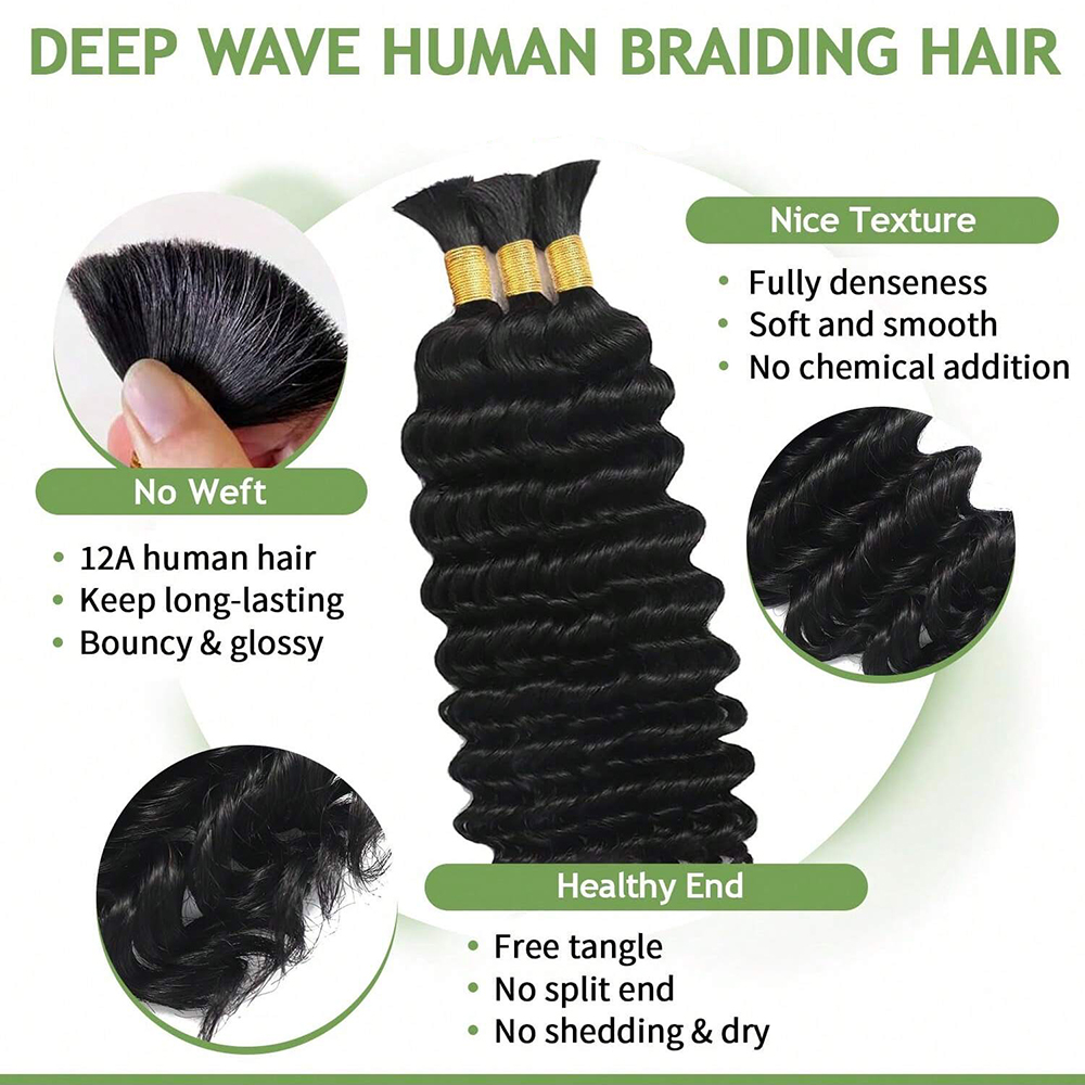 Human Braiding Hair Deep Water - đánh giá và giá Water Wave Bulk Human Hair For Braiding