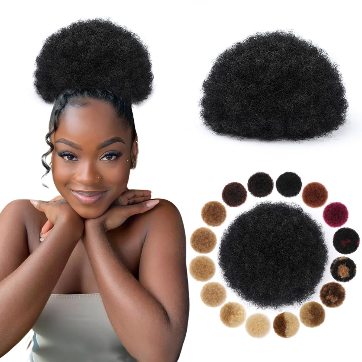 Afro Puff Synthetic Drawstring - đánh giá và giá Drawstring Afro Curly Puff Ponytail