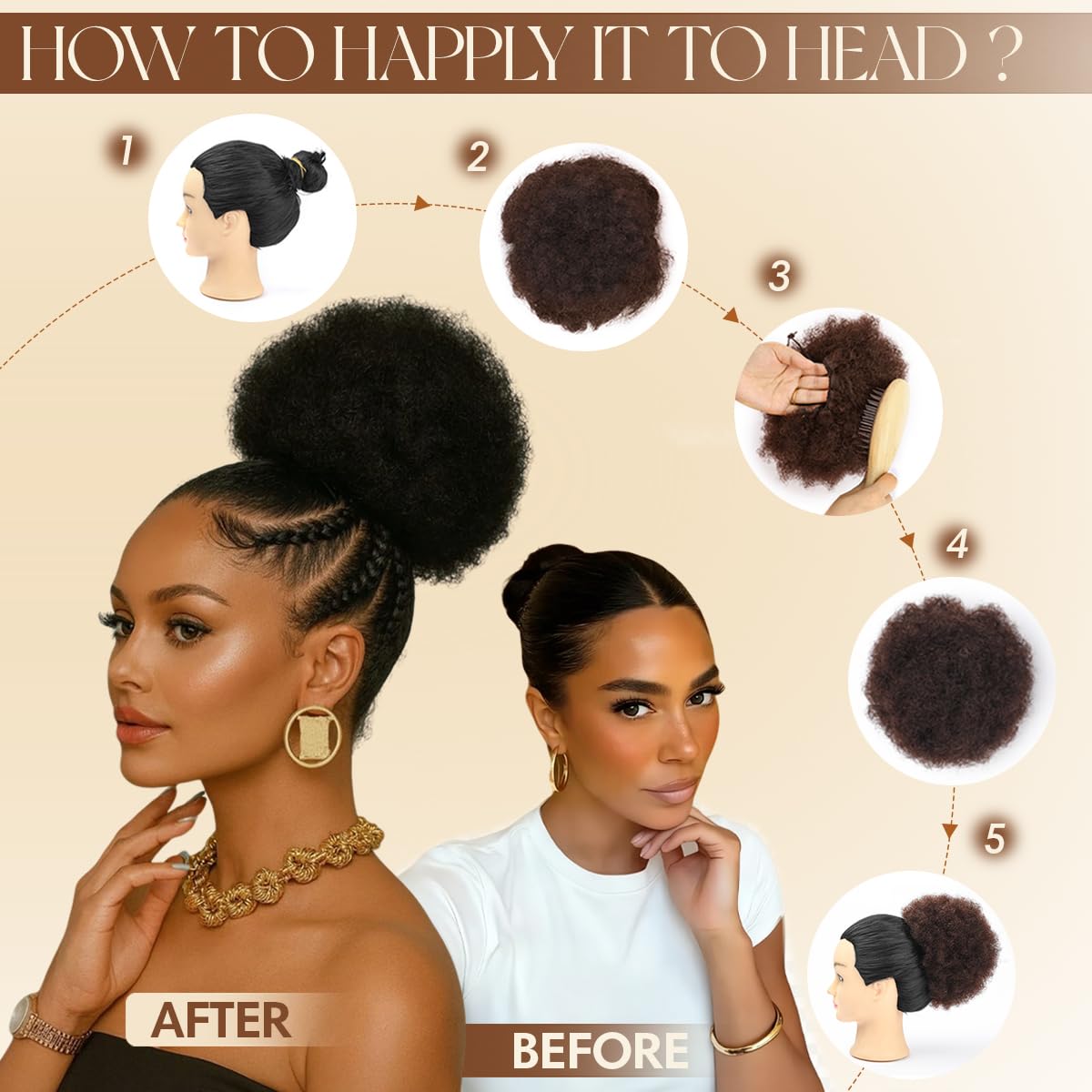 Afro Puff Synthetic Drawstring - đánh giá và giá Drawstring Afro Curly Puff Ponytail