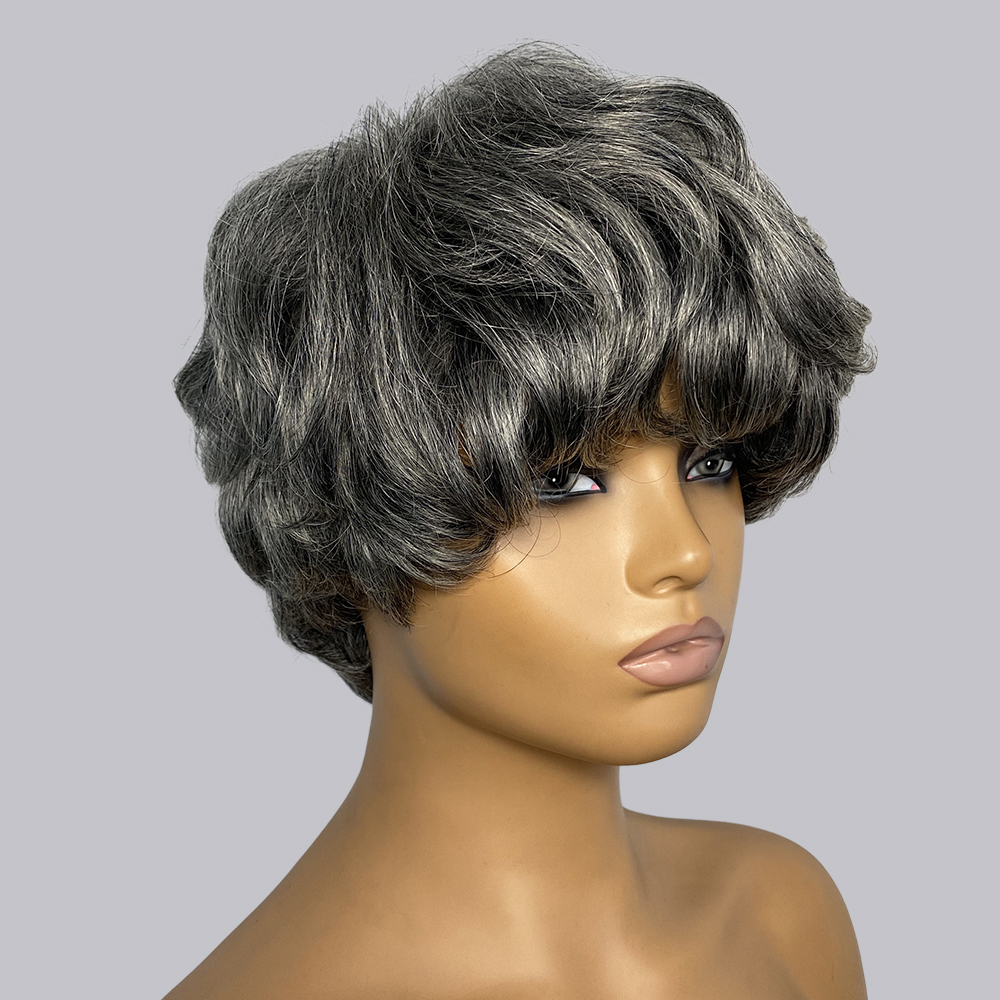 Pixie Cut Human Hair Wigs Gray - đánh giá và giá Short Pixie Cut Wig Human Hair Cheap