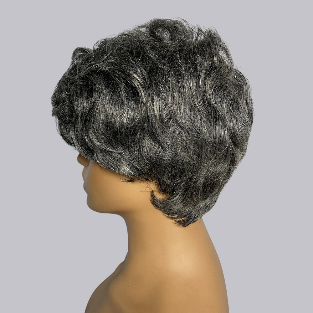 Pixie Cut Human Hair Wigs Gray - đánh giá và giá Short Pixie Cut Wig Human Hair Cheap