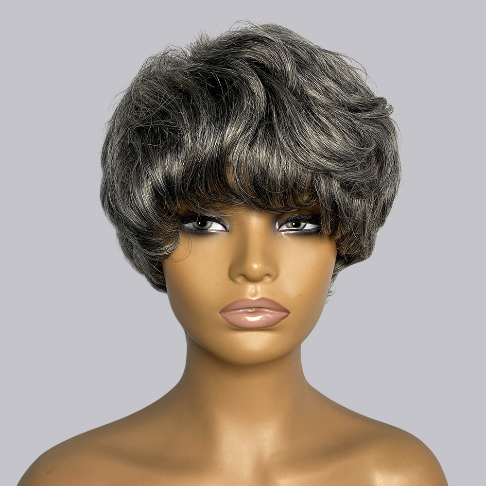 Pixie Cut Human Hair Wigs Gray - đánh giá và giá Short Pixie Cut Wig Human Hair Cheap