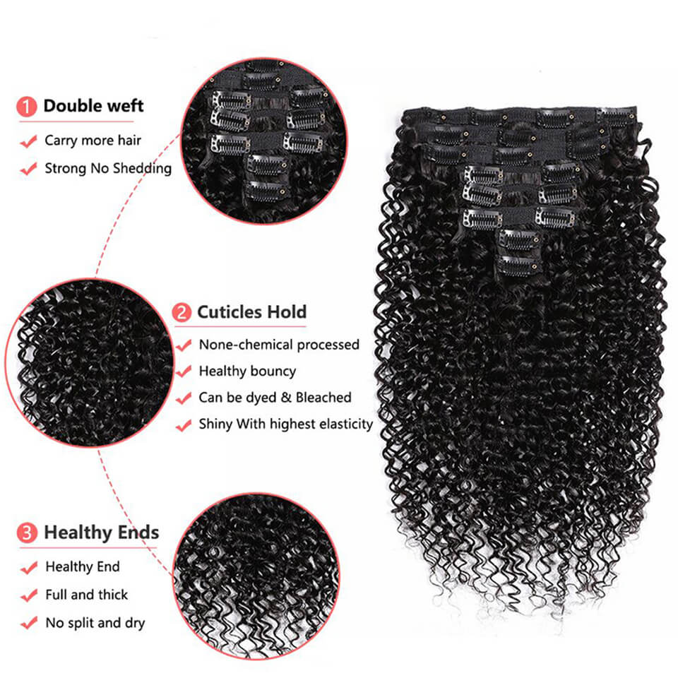 Kinky Curly Clip In Human Hair - đánh giá và giá Seamless Clip In Hair Extensions Human Hair