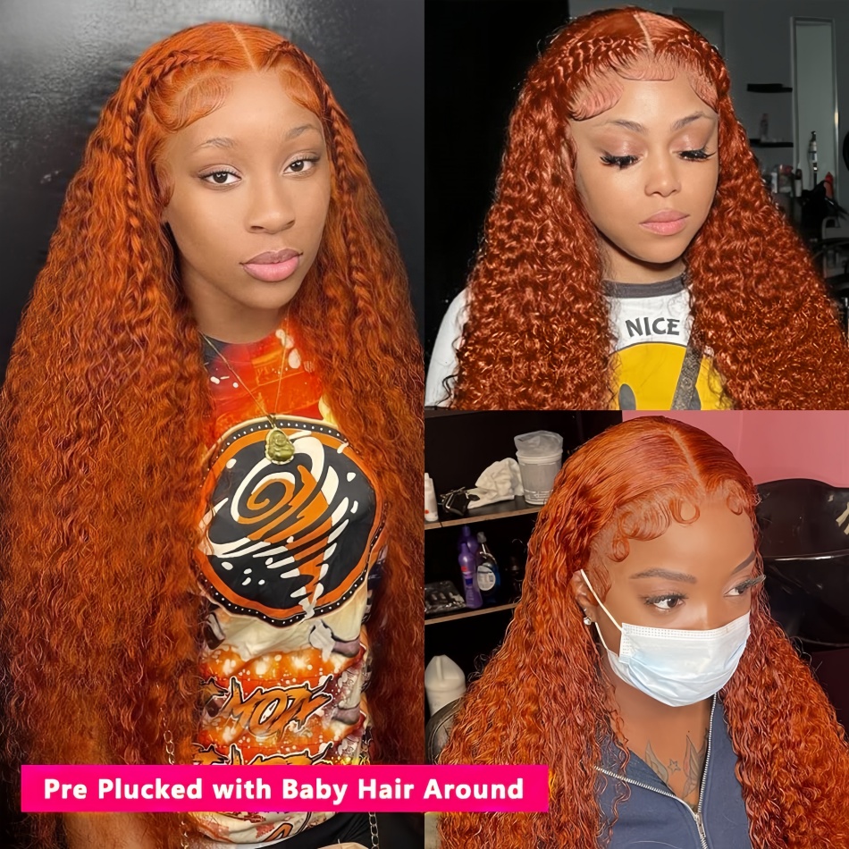 30Inch Orange Ginger Water Wav - đánh giá và giá Lace Front Wigs
