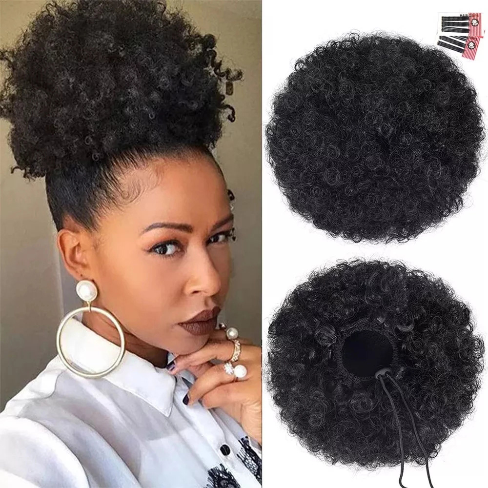 Synthetic 10Inch Big Afro Puff - đánh giá và giá Drawstring Afro Curly Puff Ponytail