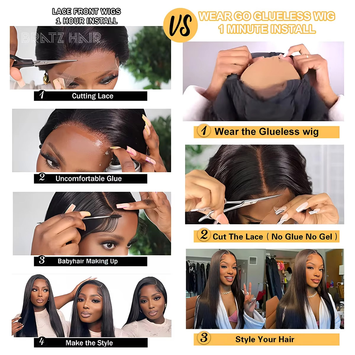 Super Double Drawn Bone Straig - đánh giá và giá Glueless Wear And Go Human Hair Wig