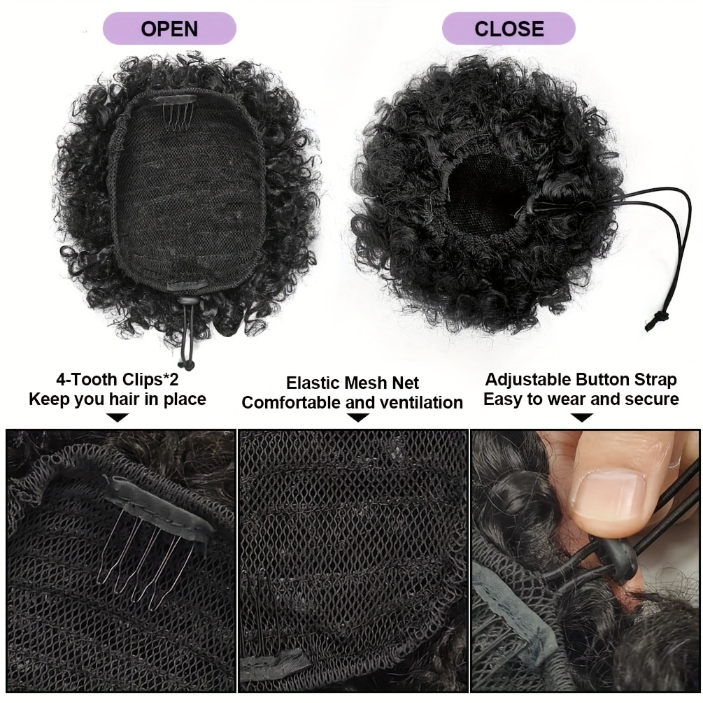 Afro Kinky Puffs 100% Human Ha - đánh giá và giá Drawstring Afro Curly Puff Ponytail